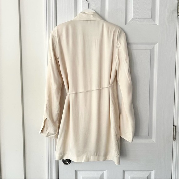 Zara Cream Beige Satin Effect True Wrap Long Sleeve Blazer Mini Dress Small - Picture 12 of 16